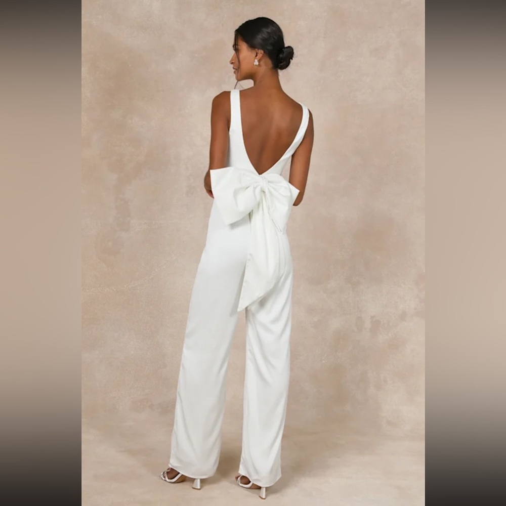 🪽✨XL Lulu Ivory Satin Jumpsuit✨🪽